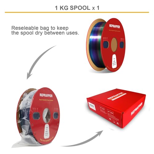 Image of RepRapper Universe Rainbow PLA Filament, Shiny Multicolor Silk PLA 1.75 mm Filament (+-0.03 mm), Sparkle Fast Change Multi-color1 kg 3D Printer Filament for 3D Printer