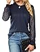 Cuptacc Langarmshirt Damen Rundhals Top Spitzen Ärmel Tshirt Casual Oberteile Einfarbig Tunika Blusen Mode Dunkelblau, Groß L 42-44 Up Spitzen günstig Kaufen-Cuptacc Langarmshirt Damen Rundhals Top Spitzen Ärmel Tshirt Casual Oberteile Einfarbig Tunika Blusen Mode Dunkelblau, Groß L 42-44