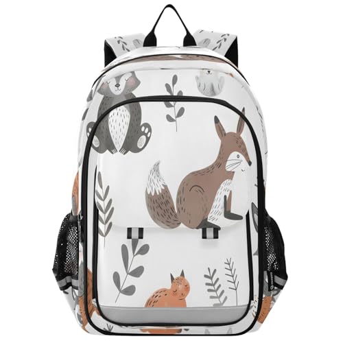 Sac à dos d'école léger résistant motif animaux de la forêt