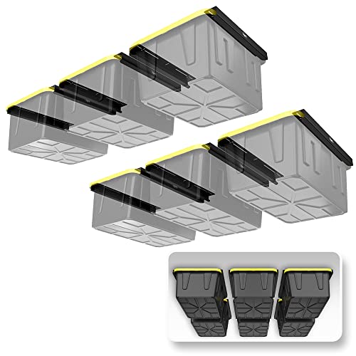 Koova Overhead Bin Rack For Six Bins | Overhead Garage Storage Rack To Mount On Ceiling With Adjustable Width | Supports Most Black And Yellow Storage Bins | Easy To Install | Made In Usa | 6 Sets #TOP24