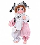 Cloveray Harlequin Clown Reborn Toddler Girl Dolls – 18 Inch Baby Doll with Curly Hair, Checkered Hat, Pink & Silver Costume, and Mini Drum, Baby Dolls for 5 Year Old Girls, Parents, Collectors