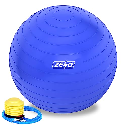 ZENO Exercise Ball - 65CM | Pregnancy Ball for Stability | Yoga Ball for Gym, Pilates & Balance | Pilates Ball with Quick Foot Pump | Anti Slip Ball (Blue) ZENO Exercise Ball - 65CM | Pregnancy Ball for Stability | Yoga Ball for Gym, Pilates & Balance | Pilates Ball with Quick Foot Pump | Anti Slip Ball (Blue)