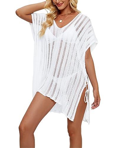 Bathing Suit Cover Ups for Women, Women's Swimwear Beach Bikini Swimsuit Pool Crochet Side Split Dress3