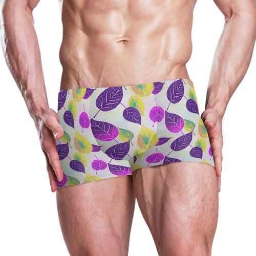 Purple Leaves Mens Swim Trunk Swimwear Bathing Suit Swim Brief Square Leg Board Short S B04047582