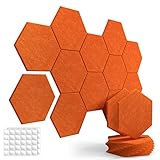 Hexagon Akustikplatten 12 Stück Schalldämmung Schallschutz Wand hoher Dichte Akustikschaumstoff für Wand Decken Holz & Tür Schallabsorber Akustikpaneele Doppelseitiger Kleber 30×26×1cm
