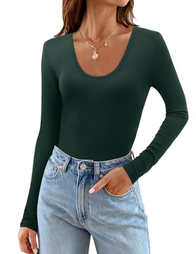 Beluring Oberteil Damen Elegant Langarm Tshirt Slim Fit Einfarbig Basic...