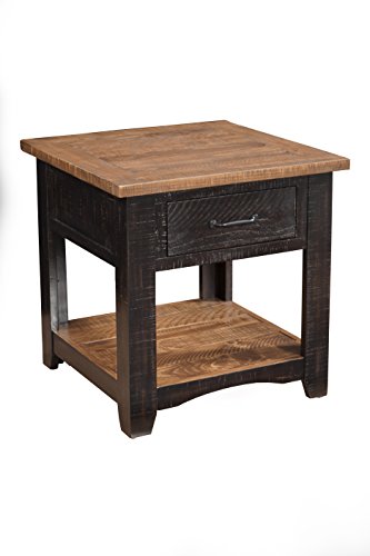 Martin Svensson Home Rustic End Table, Antique Black and Honey Tobacco