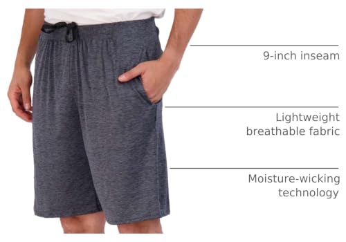 Image of Real Essentials Men's 5 Pack: 9 inch Dry-Fit Shorts - Athletic Gym, Workout, Basketball, Running, Casual Lounge Active Pockets
