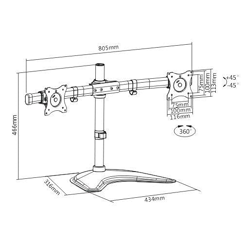 Image of Audiovan Gas Monitor Mounts - Articulating Arm, Adjustable VESA Mount Desk Stand with Clamp and Grommet Base. (Black, Z-022 Dual Flexi Monitor Arm)