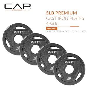 CAP Barbell 2-Inch Olympic Grip Weight Plate, 5 lb, Set of 4, 5 lb, Set of 4 Black (OPHWIS-005) — photo 2 of 6
