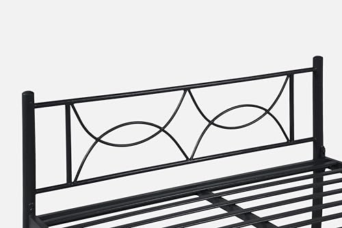 Image of Luno Metal King Size Bed Without Storage | Wrought Iron Double Bed with Headboard & Footboard | Sturdy Powder Coated Platform Bed King Size Cot for BedroomLivingRoom Black (75x72)
