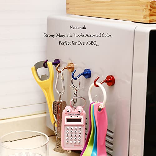 Image of Neosmuk Magnetic Hooks, 22 lb+ Heavy Duty Earth Magnets with Hook for Refrigerator, Extra Strong Cruise Hook for Hanging, Magnetic Hanger for Cabins, Grill (Bronze, Pack of 6)