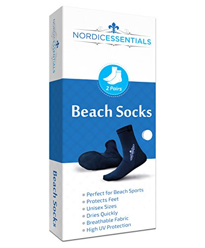 Beach Socks [2聽Paar] tragen in sand Volleyball & Spielen Fu脽ball oder als Beute f眉r Schnorcheln, Tauchen & Wasser Sport聽鈥撀燢inder, Frauen & M盲nner聽鈥撀爒on Nordic Essentials 鈩⒙犫�撀�1聽Jahr , Black + Blue