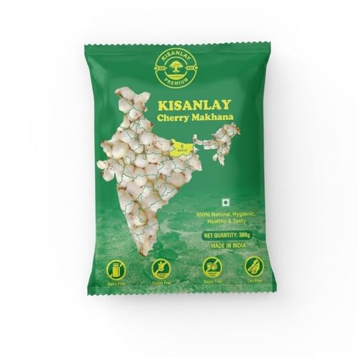 Image of KISANLAY Cherry Makhana 500 gm | Raw | Un-Roasted | Fit for Fasting, Foxnuts, Lotus Puffs, Rich in Calcium, Maintains Weight, Healthy Snacks