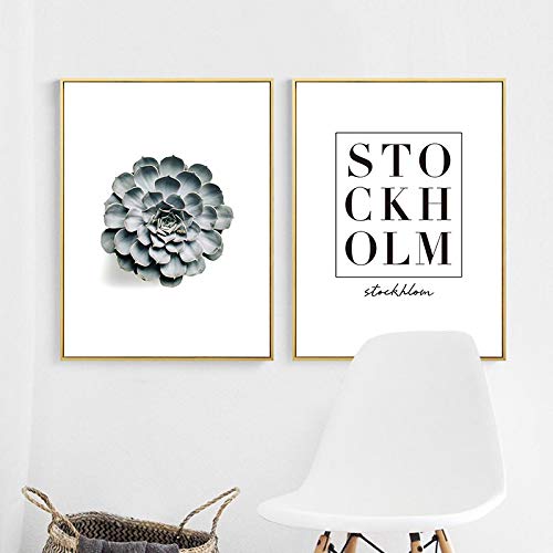 Impression toile Stockholm lot de 2 affiches minimalistes noir et blanc 60x90cm