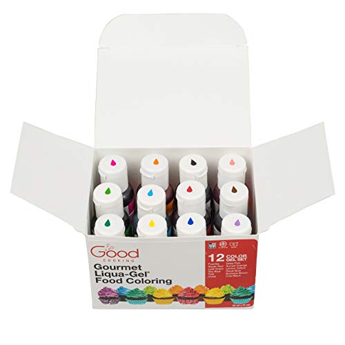 Good Cooking Coloring Liqua-Gel 12 PK (9 oz, 264 mL) - 12 Bold Primary Color Kit in .75 fl. oz (22mL) Bottles - for Baking, Decorating, Fondant, DIY Slime, Crafts and More