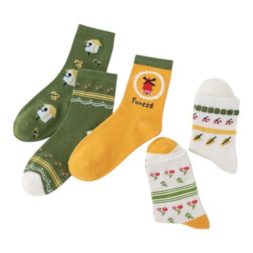 Image of Cotton Men's and Women's Printed Funky Socks - Unisex Ankle-Length, Odour Free, Breathable (Multicolor, Combo Pack of 5)