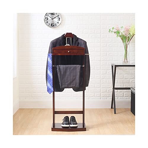 Perchero para hombre, de madera de abedul, con cajón, percha de contorno, organizador de pantalones, ganchos para cinturón, estante para zapatos, solución elegante y funcional