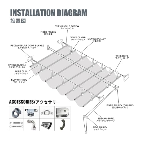 Voile d'ombrage personnalisé rétractable 1.5x13m avec kit pour véranda