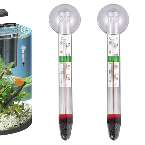 2 Stück Aquarium Thermometer, Glasthermometer Aquarium, Aquariums Thermometer Innen, Präziser Wassertemperaturmesser Für Fischbecken, Leicht Ablesbare Skala, Korrosionsbeständig