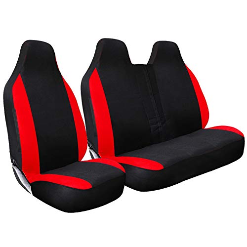 Shield Autocare u00a9 RACE2+1-RED Deluxe Fabric Black & Blue Racing Van Seat Covers Protector Set 2+1_X115