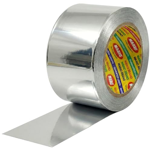 Image of Mario Aluminium Foil Tape - Silver Tape - 48mm (2 inch) Width, 20mtr Length-1 Roll - Heavy-Duty Foil Tape for Air Duct Sealing, HVAC, AC Ducting, Pipe Insulation & High-Temperature Applications