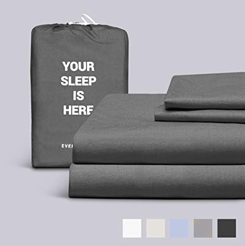 Everspread 100% Cotton Bed Sheets. Queen Size - Dark Gray. 4 Piece Sheet