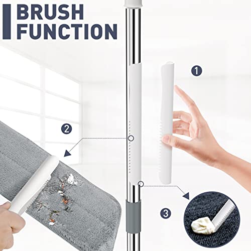 Bonpally Microfiber Mops For Floor Cleaning System, Flat Dust Mop For Hardwood Floors, Professional Commercial Wet & Dry Mop, Household Cleaning Supplies With Extendable Handle, 4 Reusable Mop Pads #TOP4