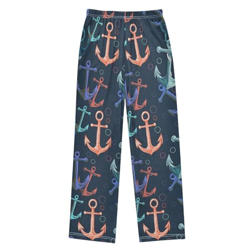 ALAZA Colorful Anchor Blue Pajama Lounge Pants Long Sleep Pajama Bottoms with Pockets2
