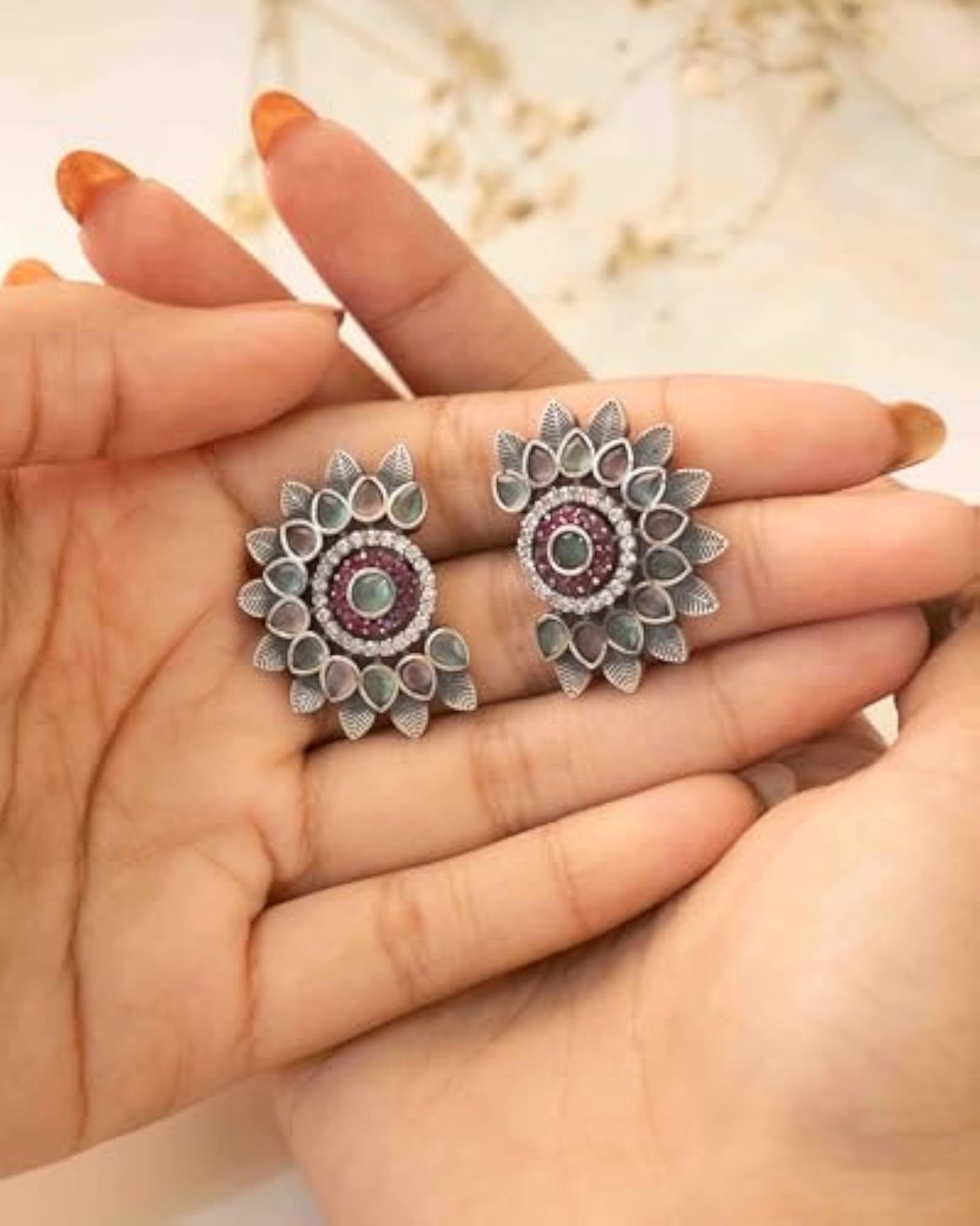 Women's 925 Sterling Silver Drop Stud Earrings, Mizoya Petal Design
