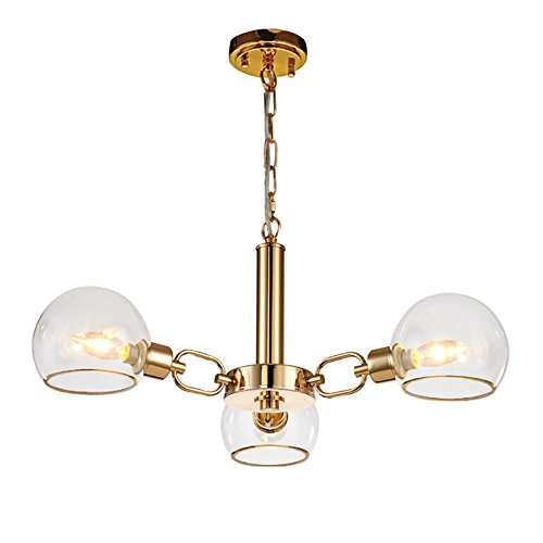 Lampe à suspension créative en verre doré pour restaurant et salon