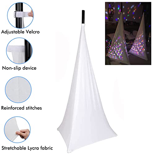 Speaker Stand Cover UCARE Universal Lighting Tripod Stand Scrim DJ Speaker Light Stand Skirt Cover Triple Sided 360 Degree Stretchable Speaker Stand Scrim Cloth for Weddings Banquets(TWO PACK-WHITE) - Image 3