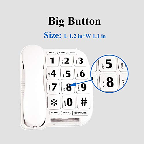 Jekavis Jf11W Big Button Corded Phone For Elderly Amplified Phones For Hearing Impaired Seniors With Loud Handsfree Speakerphone #TOP3