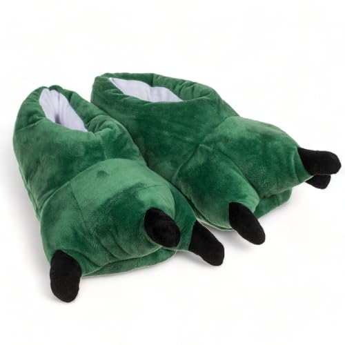 MIJOMA Zapatillas de estar por casa de peluche, muy cómodas, antideslizantes, 100% felpa de terciopelo suave, Garra de dinosaurio, 33/34 EU