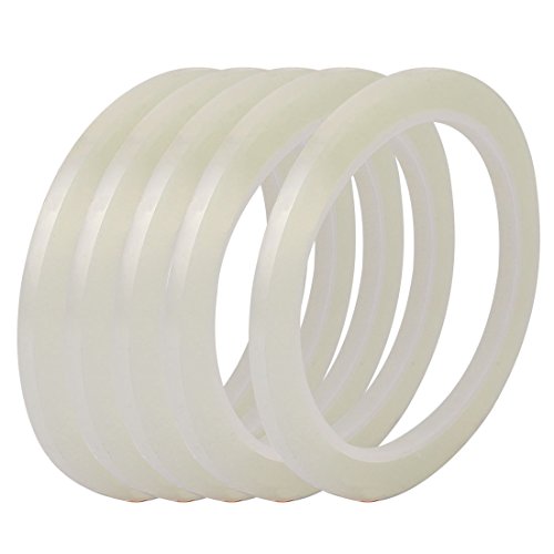 Aexit 5Pcs 5mm Adhesive Tapes Single Sided Strong Self Adhesive Tape 50M Length Flame Retardant Logo Foam Tape Tape Clear