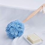 Loofah Back Scrubber for Shower, Wooden Long Handle Bath Sponge Lufa Shower Brush, Soft Nylon Mesh Back Cleaner Washer, Women & Men Exfoliating Luffa Pouf on a Stick for Body (Blue) - Image 2
