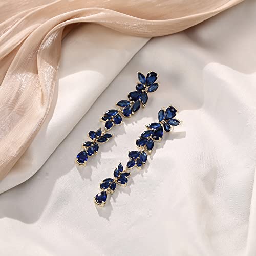 Crysdue Wedding Cubic Zirconia Bridal Dangle Earrings for Bride Bridesmaid Women, Chandelier Drop Earring for Prom Pageant Party4