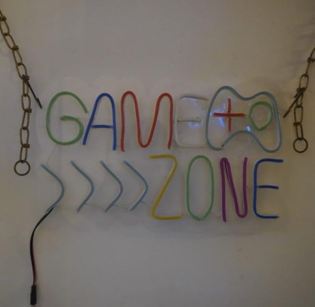 Image of Social Point Game Zone Neon Sign, Multicolour, 18x12 Inch, LED Wall Hanging Light for Gaming Room Decor