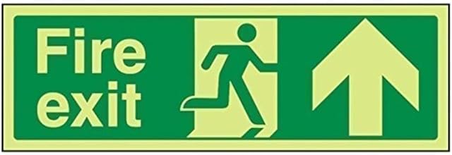 VSafety Glow In The Dark Fire Exit Arrow Up Sign - 300mm x 100mm - Rigid Plastic