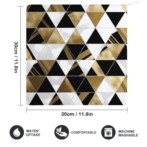 Serviette à main en microfibre au design géométrique triangle doré chic - 3