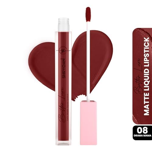 Image of Shryoan Butter Luxe Satin Matte Liquid Lipstick | Ultra Pigmented, Long-Lasting, Non-Transfer Formula, Smooth Lip Color, Weightless Finish, Silky Matte Finish (6ml) (Shade 08, Shade 08) (Pack of 2)