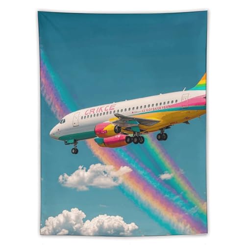 Art mural drôle avion multicolore 152,4 x 203,2 cm grand drapeau en tissu