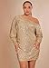 863 - Asymmetrical Neck Off Shoulder Batwing Sleeves Sequin Party Plus Size Dress (Asym Neck Gold, 2X)