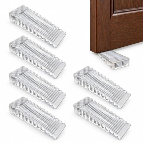 Topes para Puertas Suelo, Cuñas para puertas PVC, 6 Unidades transparente