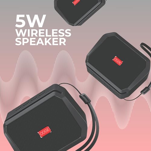 Image of OOGE Vibebox 2000 Bluetooth Speaker | 5W Wireless Speaker with HiFi Sound | Heavy Bass | USB & Type-C Charging | Micro SD Card Slot | Bluetooth 5.3 | 10M Range | 800mAh Battery | Black