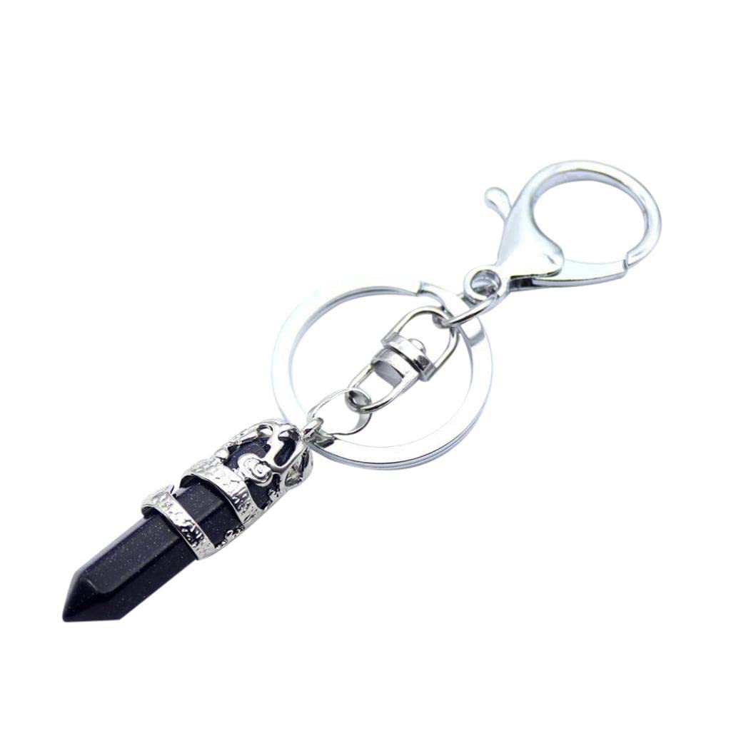 LOOM TREE Fashion Hexagonal Dragon Crystal Quartz Keychain Key Chain Dark Blue