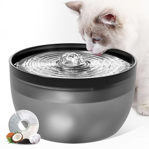 Casfuy W8 Quiet Stainless Steel Dog & Cat Water Fountain with LED Light, Black, 102-oz - image 8