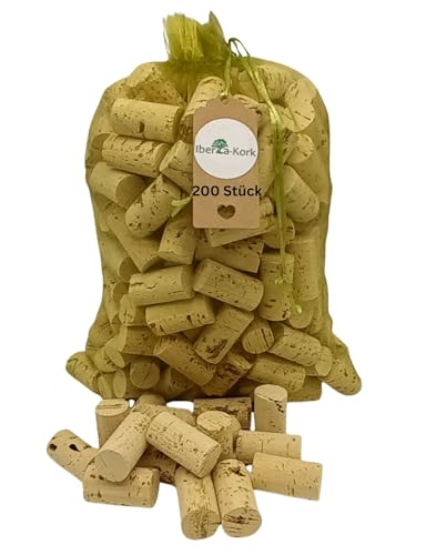 200 Neue Korken 45x24 mm - Bastelkorken, hell - Iberia Weinkorken -Flaschenkorken zum Basteln und Deko - Bastelzubehör und Hobby Bedarf - DIY vegan und ökologisch 100% Naturkork