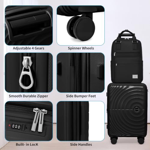 Image of LARVENDER Expandable Carry On 3 Piece Luggage Set with Backpack 20 Inch