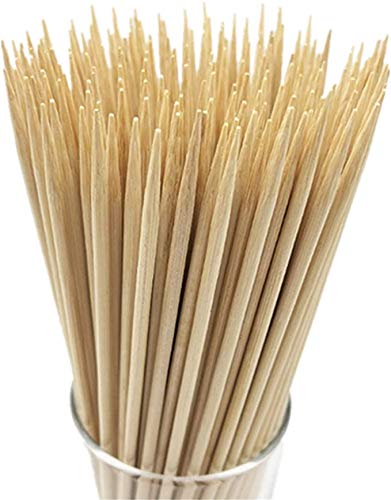 GRACE 200 Pieces 12" Natural Bamboo Skewers for Grilling, BBQ, Kabob, Shish, Appetiser, Fruit, Chocolate Fountain, Cocktail, BBQ, Bamboo Sticks, Wooden Skewers (0.16"/4mm Diameter)